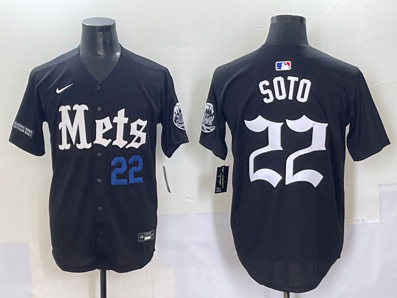 Men 2025 New York Mets #22 Soto Black Five generations Joint Name Nike MLB Jersey style 6->new york mets->MLB Jersey